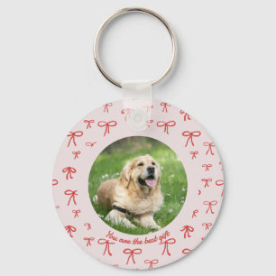 Bow Coquette Personalized Pet Photo Keychain