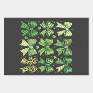 Bow Coquette St Patrick's Day Vintage  Wrapping Paper Sheets