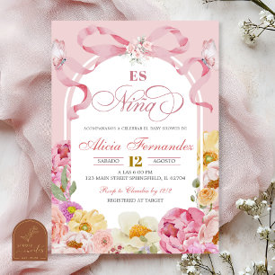 Bow Coqutte Colorful Floral Summer Es Nina Invitat Invitation