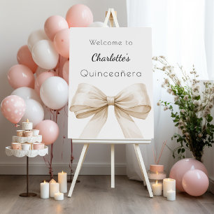 Bow cream beige Quinceanera welcome Foam Board