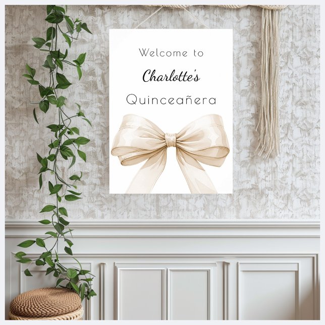 Bow cream beige Quinceanera welcome Poster (Creator Uploaded)