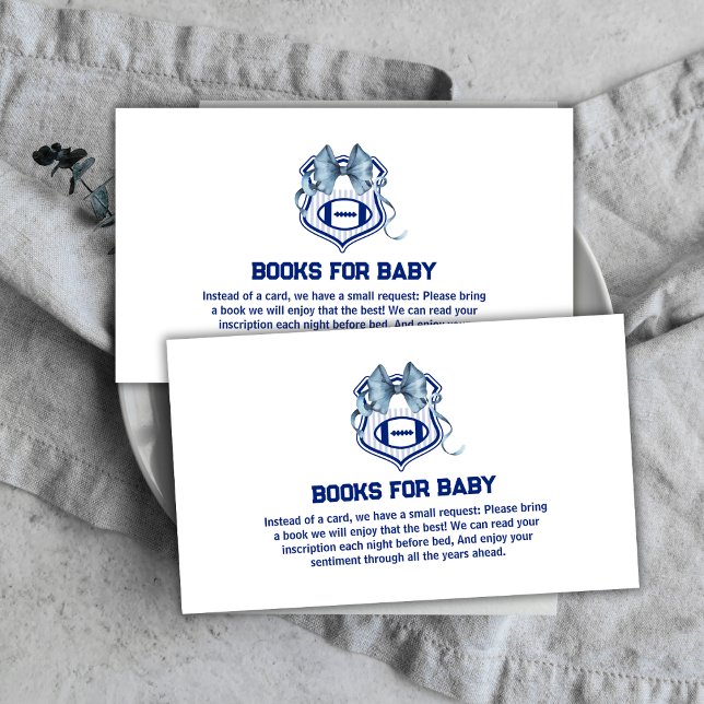 Bow Crest Rookie Football Books For Baby Shower Enclosure Card (Bow Crest Rookie Football Books For Baby Shower Enclosure Card)