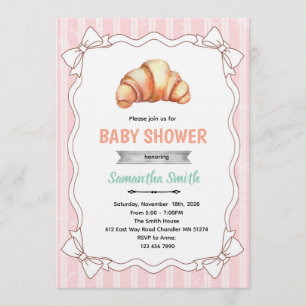 Bow Croissant baby shower invitation