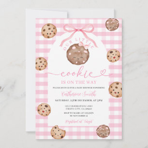 Bow CuOur Little Cookie Baby Shower Pink Gingham Invitation