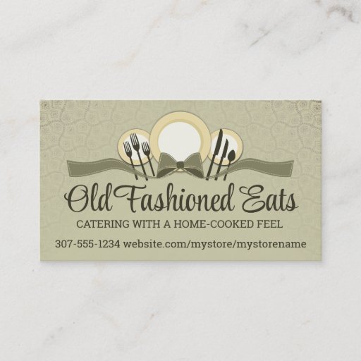 Customizable Bow dinner plates chef catering business cards