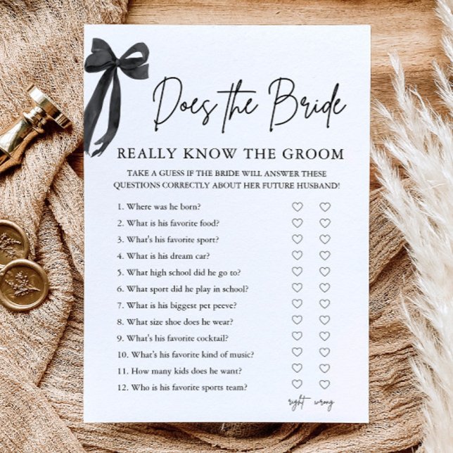 Bow Does The Bride Really Know The Groom Game Invitation (Bow Does The Bride Really Know The Groom Game)