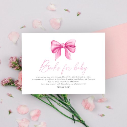Bow elegant baby book request enclosure card