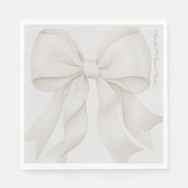 Bow Elegant Bridal Shower Decor Napkins (Front)