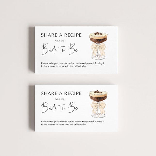 Bow Espresso Martini Bridal Shower Recipe Enclosure Card (Bow Espresso Martini Bridal Shower Recipe Enclosure Card)