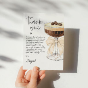 Bow Espresso Martini Bridal Shower Thank You Card