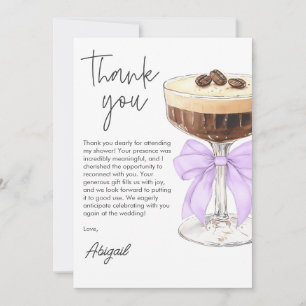 Bow Espresso Martini Bridal Shower Thank You Card