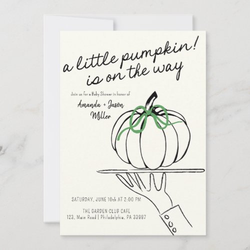 Bow Fall Baby Shower Pumpkins hand drawn neutral Save The Date