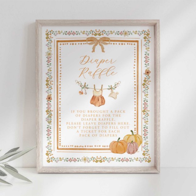 Bow Fall in Love Baby Shower Diaper Raffle Sign (Creator Uploaded)
