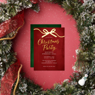 Bow Festive Office Corporate Christmas Party  Foil Invitation