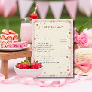 Bow First Birthday Trivia game card