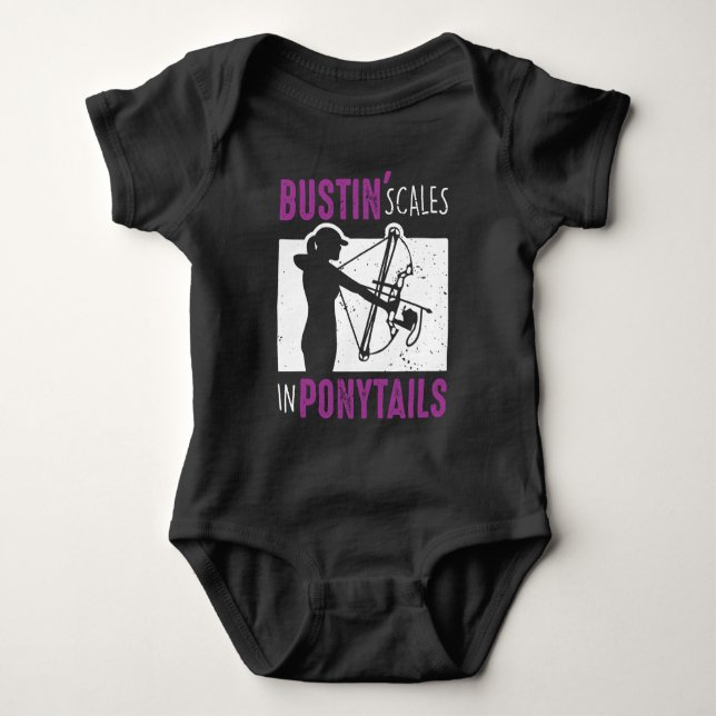 Bow Fish Archery Woman Bowfishing Sport Baby Bodysuit (Front)