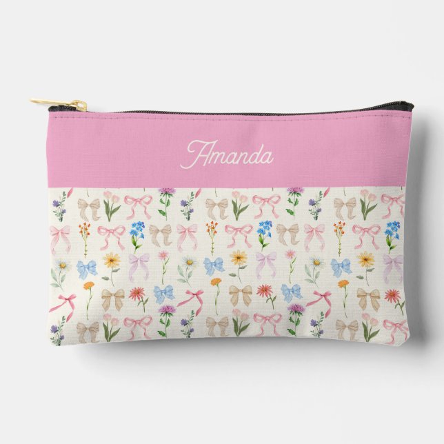 Bow Floral Elegant Grace Trendy Accessory Pouch (Front)