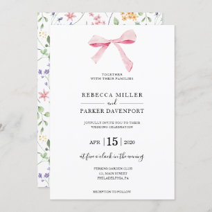 Bow floral elegant trendy Wedding invitation