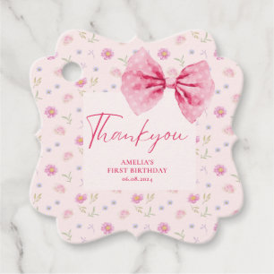 Bow floral little miss Onederful birthday favor Favor Tags