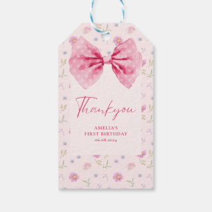Bow floral little miss Onederful birthday favor Gift Tags