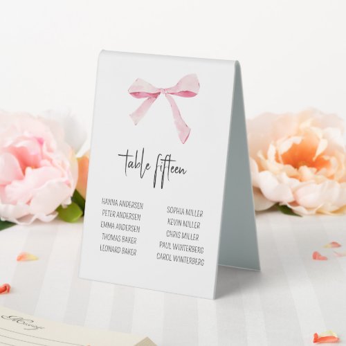 Bow floral Seating Chart Table Tent Sign