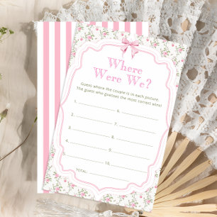 Bow Floral Where Were We Bridal Shower Game