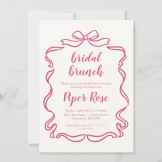 Bow frame coquette bridal brunch shower invitation