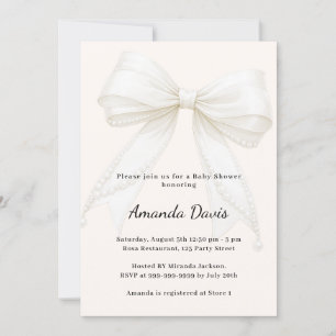 Bow gender neutral ivory cream Baby Shower Invitation