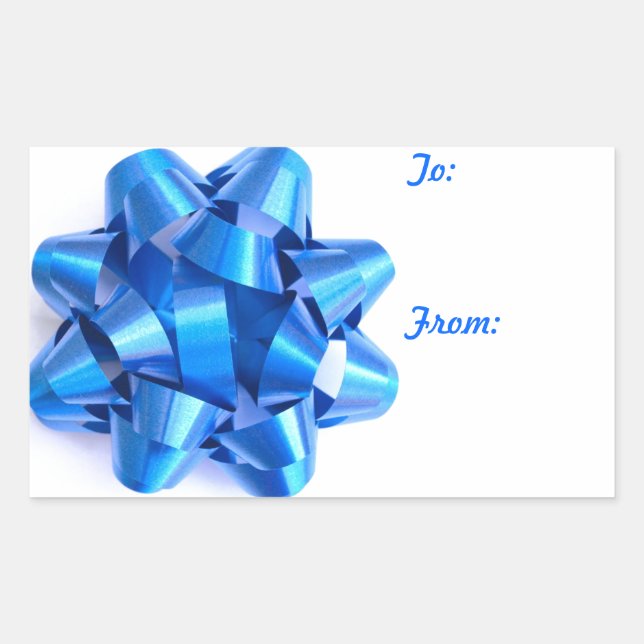 Bow & Gift Tag Sticker in Blue (Front)