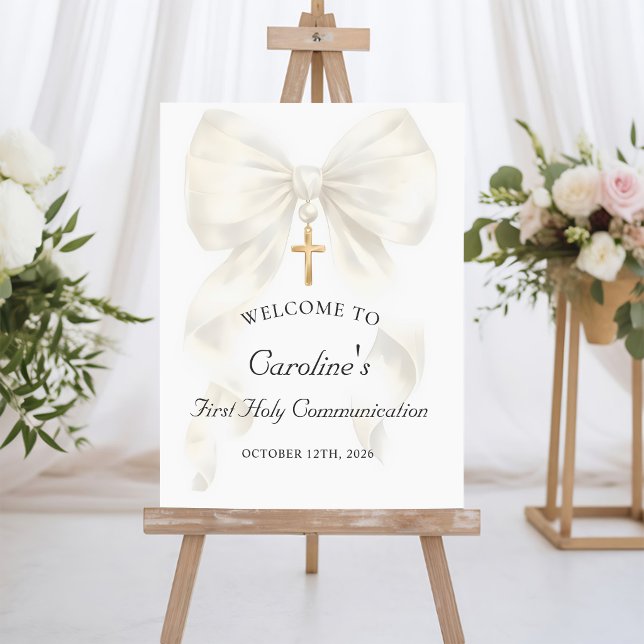 Bow Girl First Holy Communion Welcome Foam Board (Creator Uploaded)