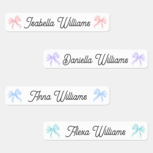 Bow Girls Color Coded Clothing Kids' Labels