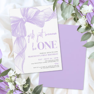 Bow Girls Just Wanna Be ONE 1st Birthday Invitation