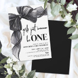Bow Girls Just Wanna Be ONE 1st Birthday Invitation<br><div class="desc">Girls Just Wanna Be ONE 1st birthday invitation with an elegant black and white look. This chic design features a playful watercolor bow in black, with a ribbon frame accenting the top and left side for a stylish yet cute touch. The phrase “Girls Just Wanna Be ONE” appears at the...</div>