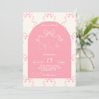 Bow girly invite to birthday