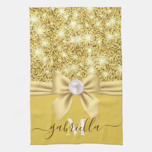 Bow Glitter and Pearl Kitchen Towel