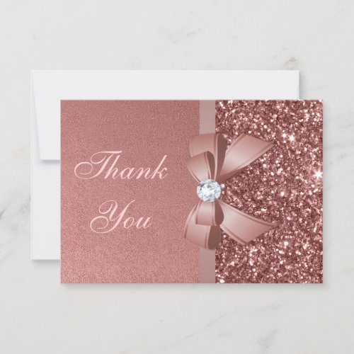 Bow Glitter Rose Gold Graduation Thank You