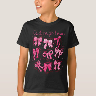 Bow God Say I Am Christian Girl Teen Women Bible V T-Shirt
