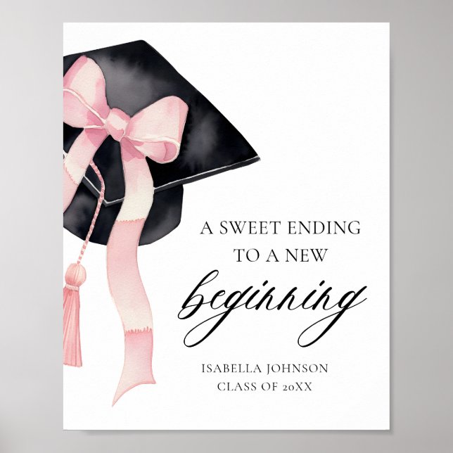 Bow Grad Party A Sweet Ending To A New Beginning Poster (Front)
