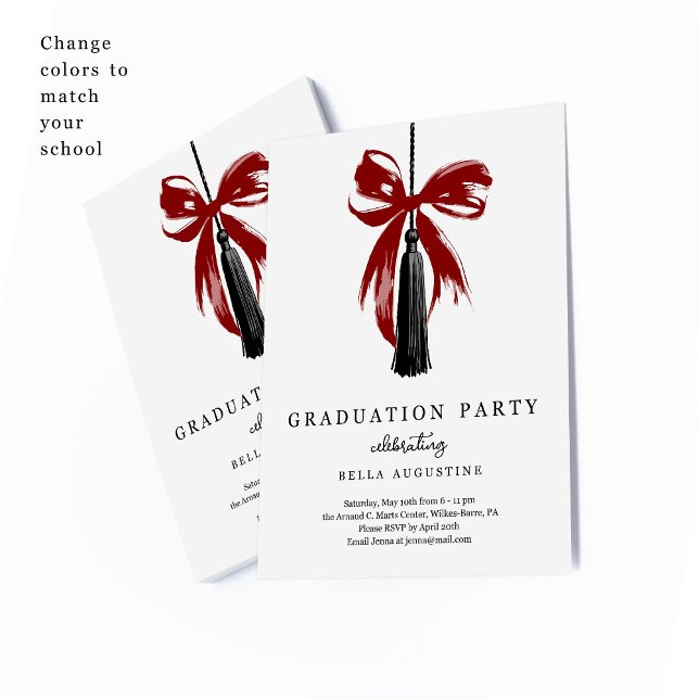 Bow Graduation Invitation Girl High School College (Creator Uploaded)