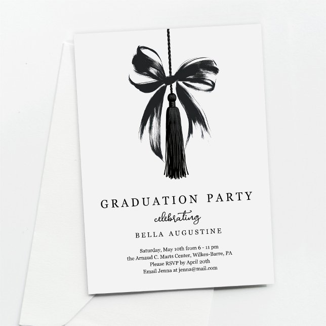 Bow Graduation Invitation Girl High School College (Creator Uploaded)
