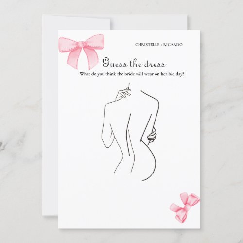 Bow Guess the bride dress bridal shower game Card