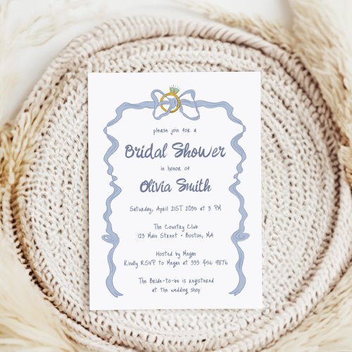 Bow hand drawn Bridal shower party invitation