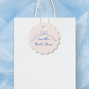Bow Hand Drawn Something Blue Bridal Shower Favor Tags