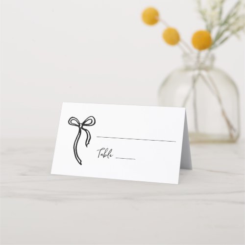 Bow Hand drawn Wedding flowers Place card