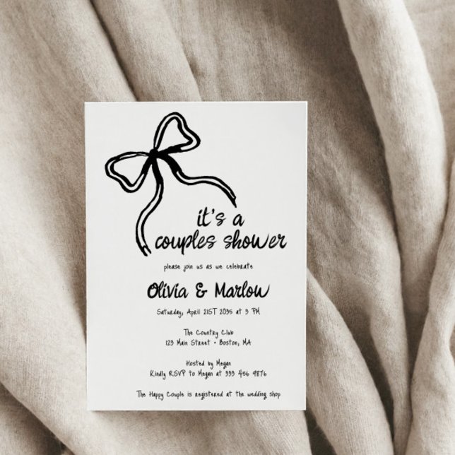 Bow hand illustrated Couple shower invitation (Creator Uploaded)