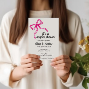 Bow handwritten Couple shower party invitation