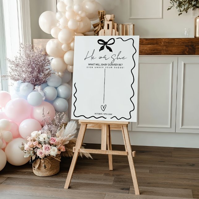 Bow He or She Gender Reveal Welcome Baby shower Foam Board (Bow He or She Gender Reveal Welcome Baby shower Foam Board)