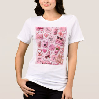 Bow hearts Pink Couquette Girly Aesthetic Cute T-s Tri-Blend Shirt