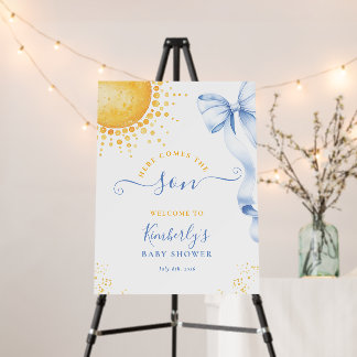 Bow Here Comes The Son Baby Shower Welcome Sign