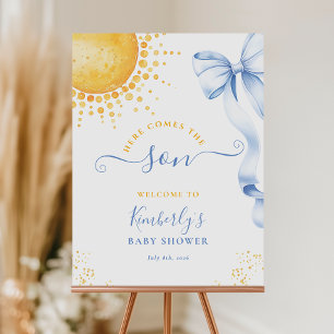 Bow Here Comes The Son Baby Shower Welcome Sign